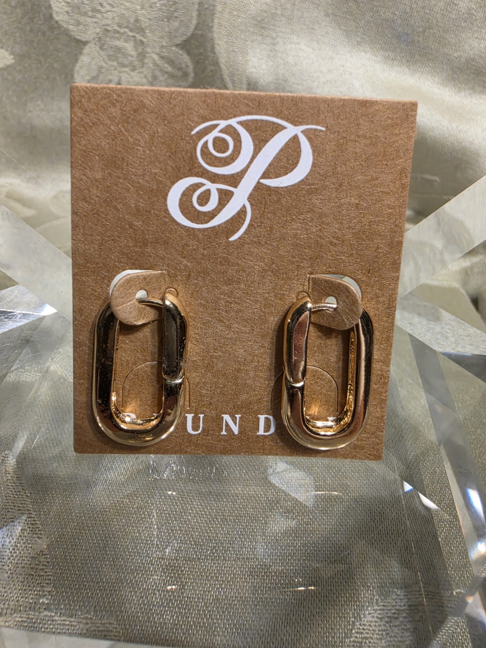 #1249 Gold Linked Hoop Earrings by Plunder